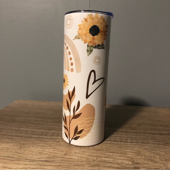 20oz skinny Boho Sunflower Rainbow Neutral Colors Sublimation Tumbler.Brand New! - Picture 3 of 5